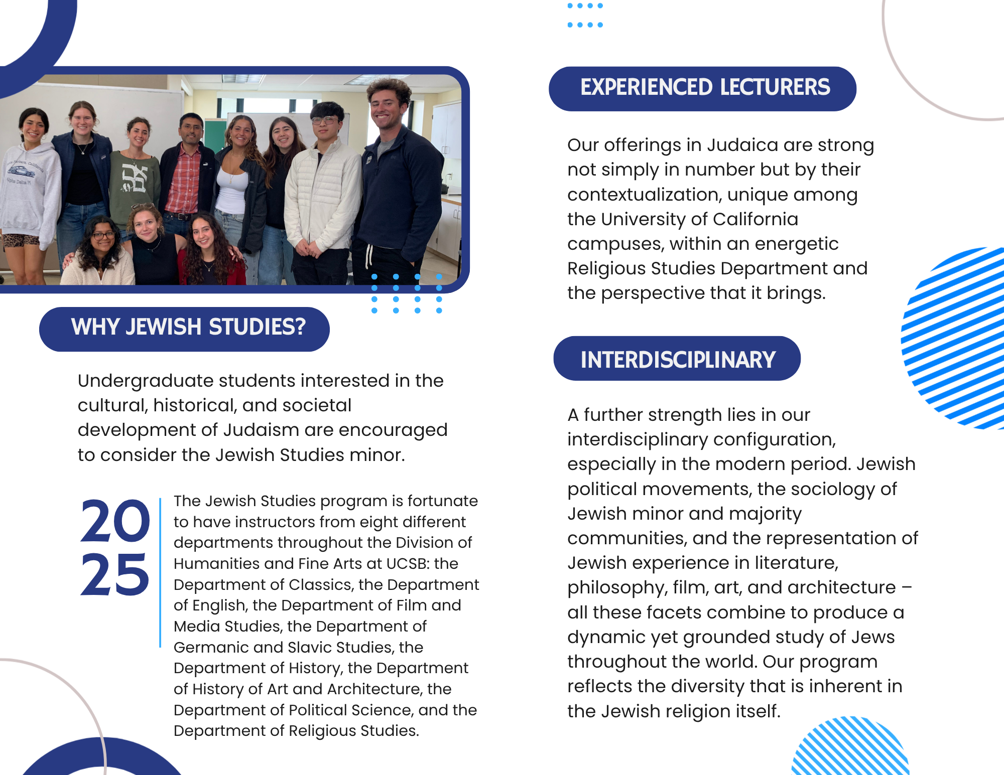 Back page of Jewish Studies Minor pamphlet